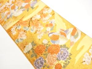 佐賀錦鴛鴦に花々・紅葉模様織出し袋帯